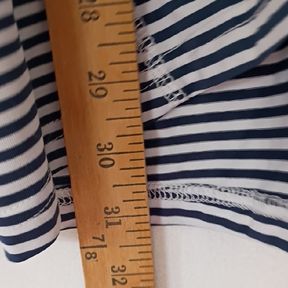 Med Couture Classic Navy and White Striped Shirt Scrubs Long sleeve Top 2XL - Picture 4 of 7